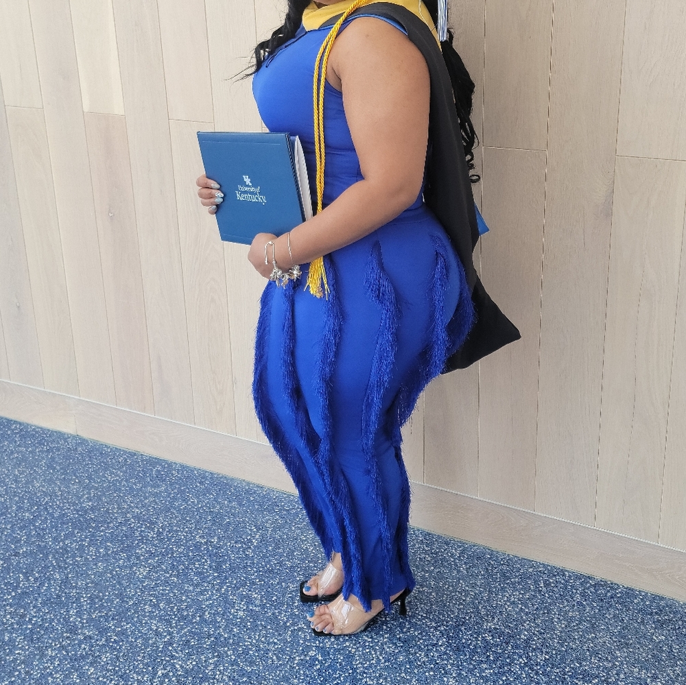 Blue Two Piece Tassle Pants set.